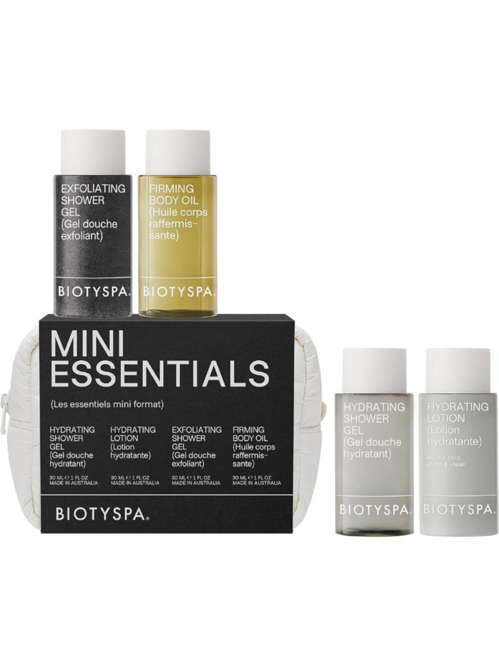 Organic Body Care Kit - Mini Essentials 4pc Set for Glowing Skin & Hydration